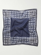 Kingsman - Drake's Logo-Print Polka-Dot Cotton and Silk-Blend Pocket Square