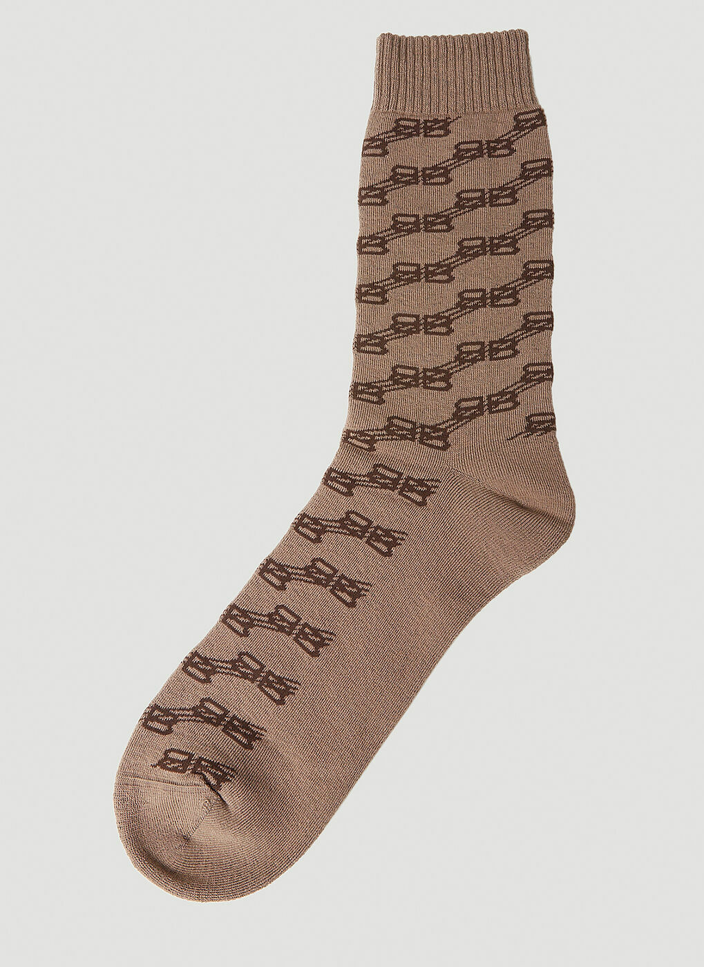 Balenciaga BB Monogram Logo Socks Beige & Brown