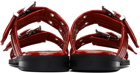 GANNI Red Feminine Buckle Two-Strap Sandals