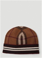 Check Cashmere Beanie Hat in Brown