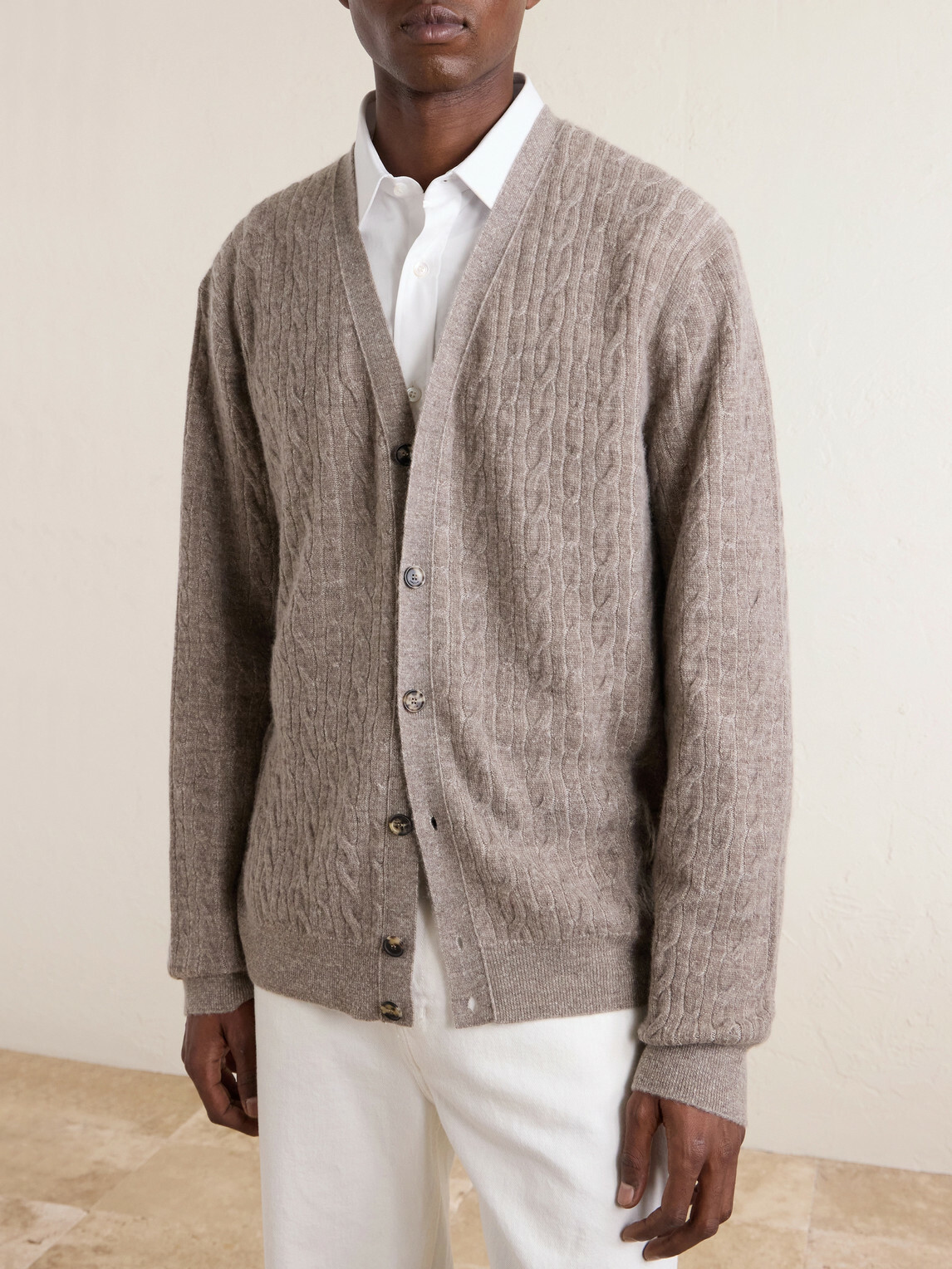 Loro Piana - Walnut Cable-Knit Virgin Wool, Cashmere and Silk-Blend Cardigan - Neutrals