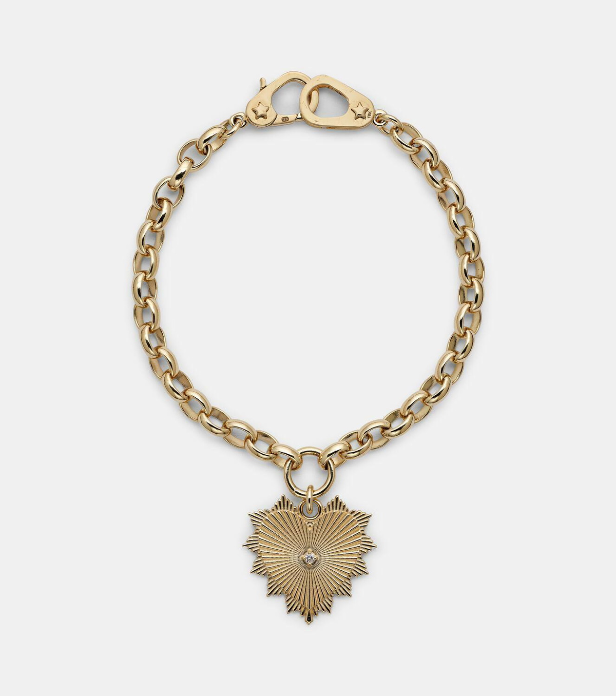 Foundrae Heart Love Medium 18kt gold chain bracelet with diamonds