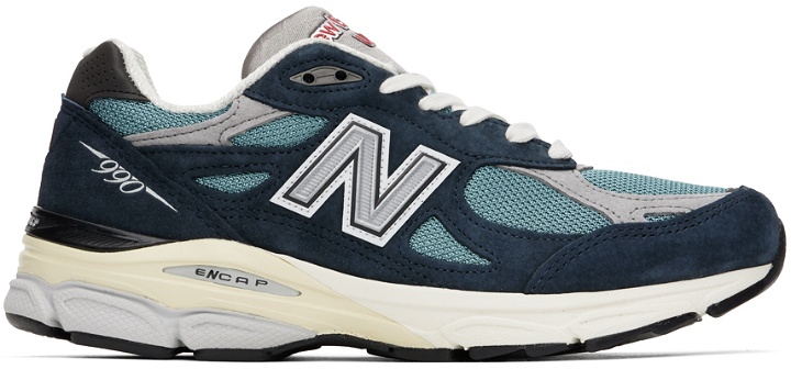 Photo: New Balance Blue & Navy Made In USA 990v3 Sneakers