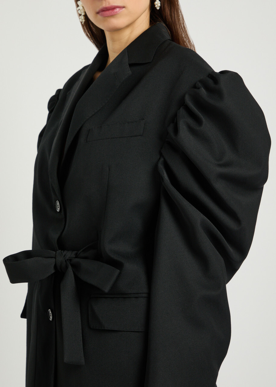 Simone Rocha Puff Sleeve Belted Gabardine Jacket Black