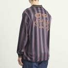 Karma8a Men's Stripe Long Sleeve Polo T-Shirt in Purple
