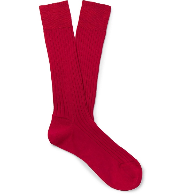 Photo: Charvet - Ribbed Cotton Socks - Red