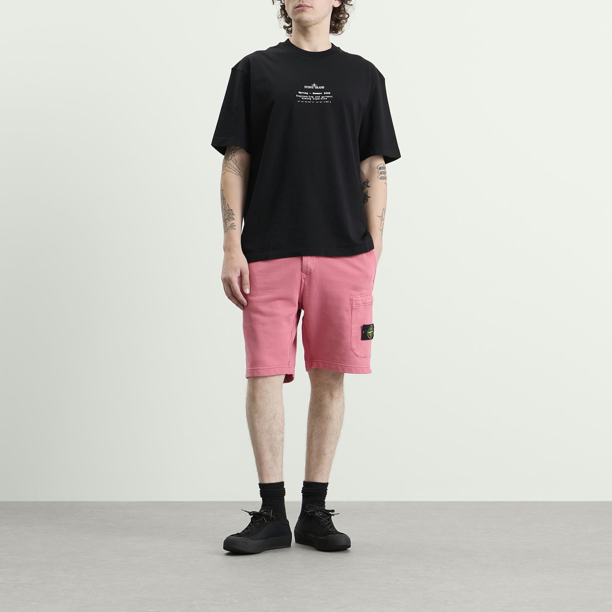 Stone Island Men's Organic Cotton Fleece Shorts in Geranium