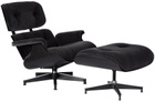 HERMAN MILLER Black Mohair Supreme Eames Lounge Chair & Ottoman