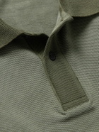 LOEWE - Slim-Fit Logo-Embroidered Distressed Cotton-Piqué Polo Shirt - Green