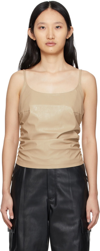 Photo: DRAE Beige Faux-Leather Tank Top