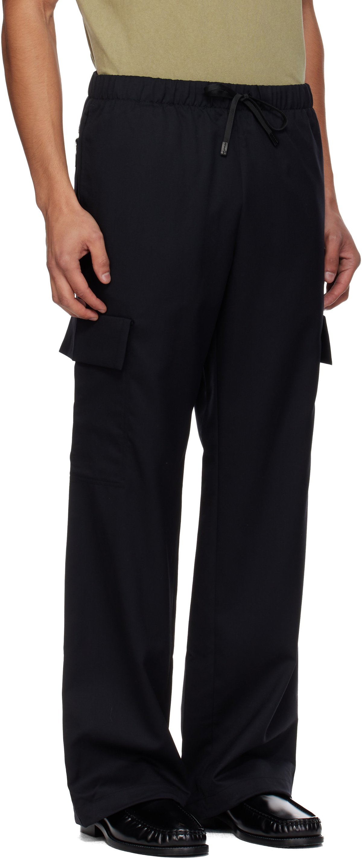 N.Hoolywood Black Wide Easy Cargo Pants