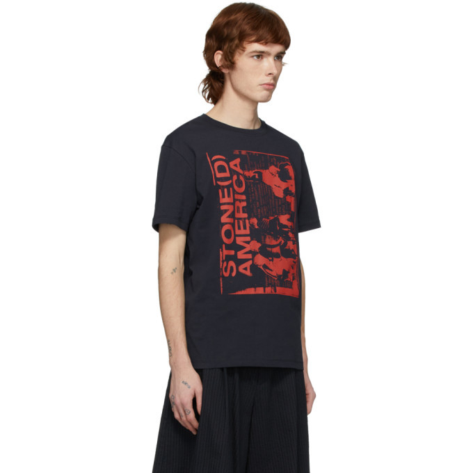 Raf Simons Navy Stoned America T-Shirt Raf Simons