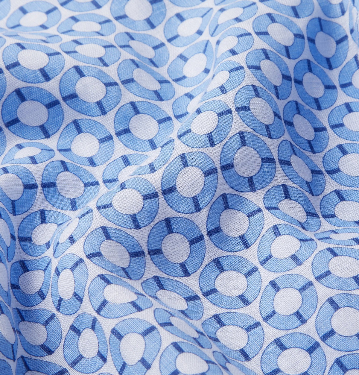 Pink House Mustique - Printed Linen Shirt - Blue