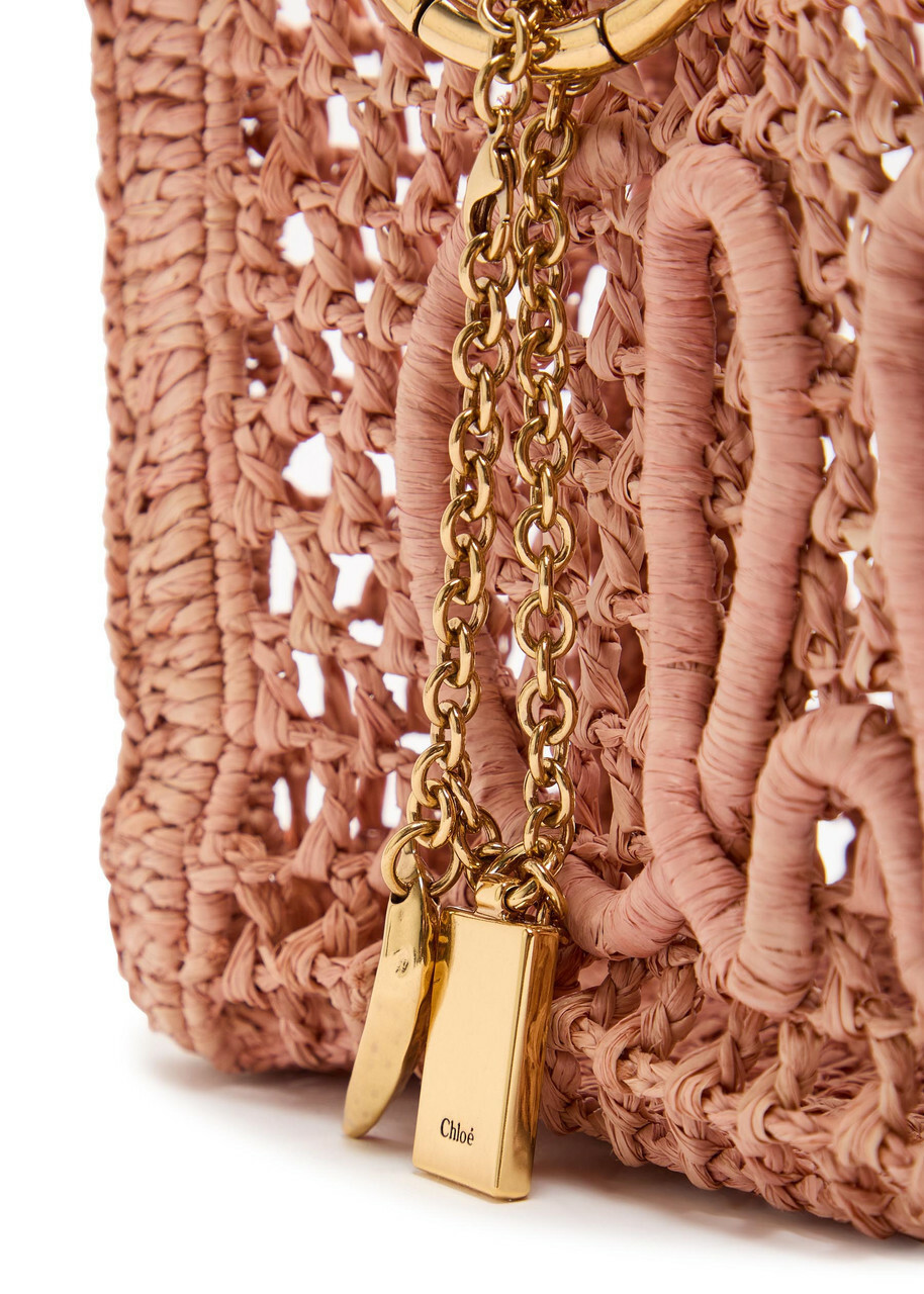 Chloe Summer Banana Mini Leather and Raffia Tote - Natural - One Size