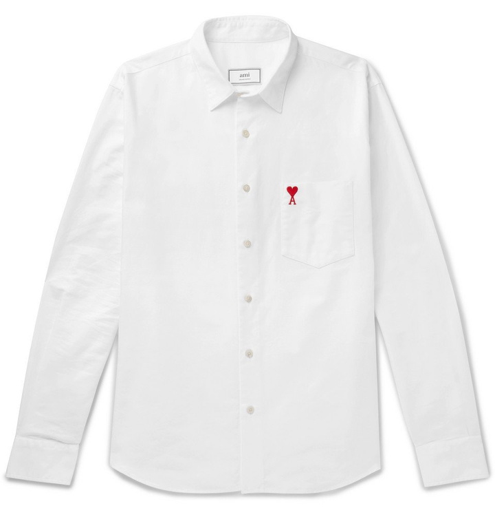 Photo: AMI - Logo-Embroidered Cotton Oxford Shirt - Men - White