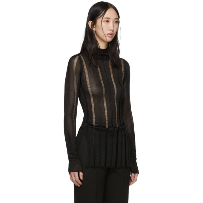 Yang Li Black Grunge Turtleneck