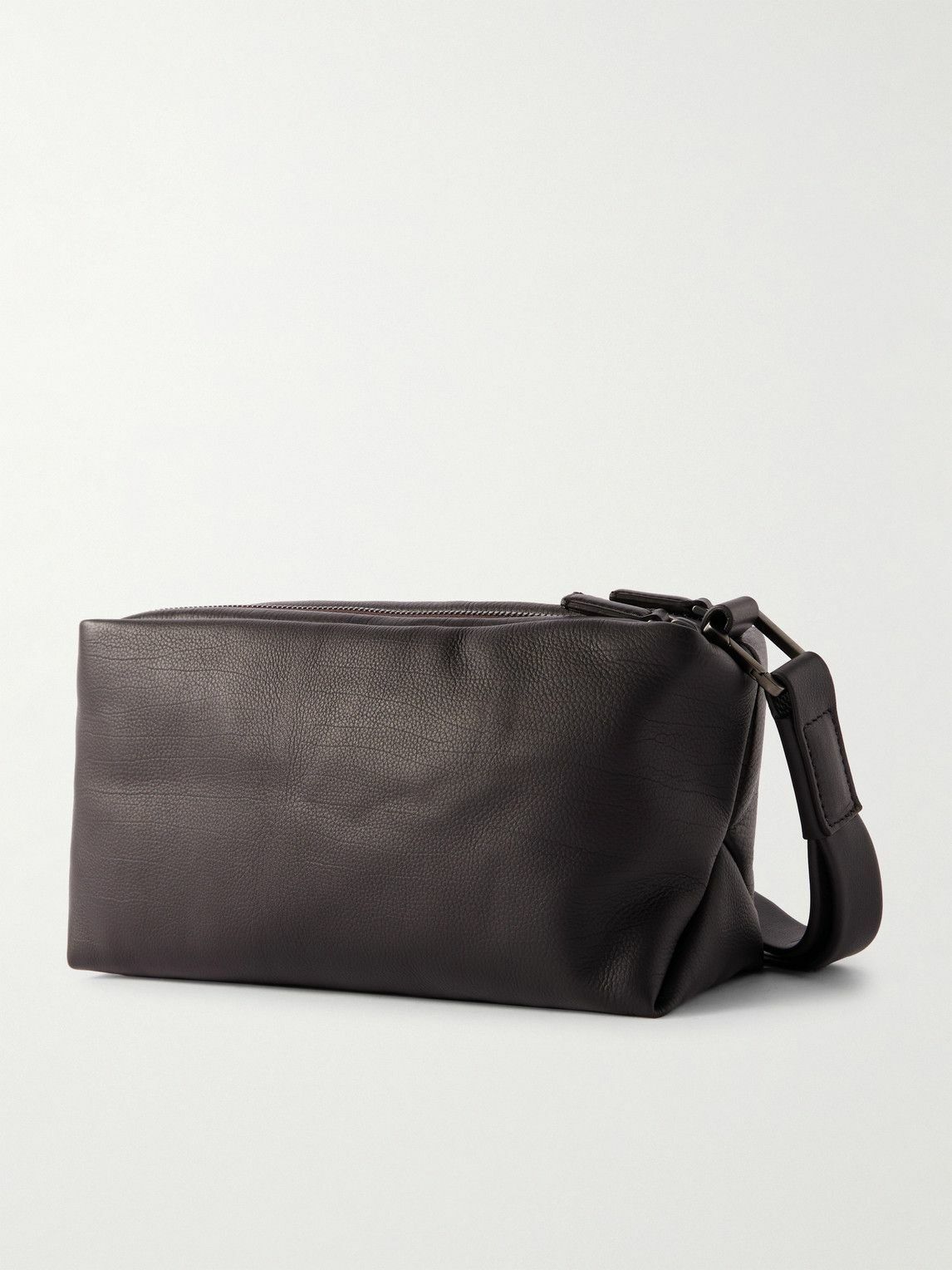 Zegna - Logo-Appliquéd Full-Grain Leather Wash Bag