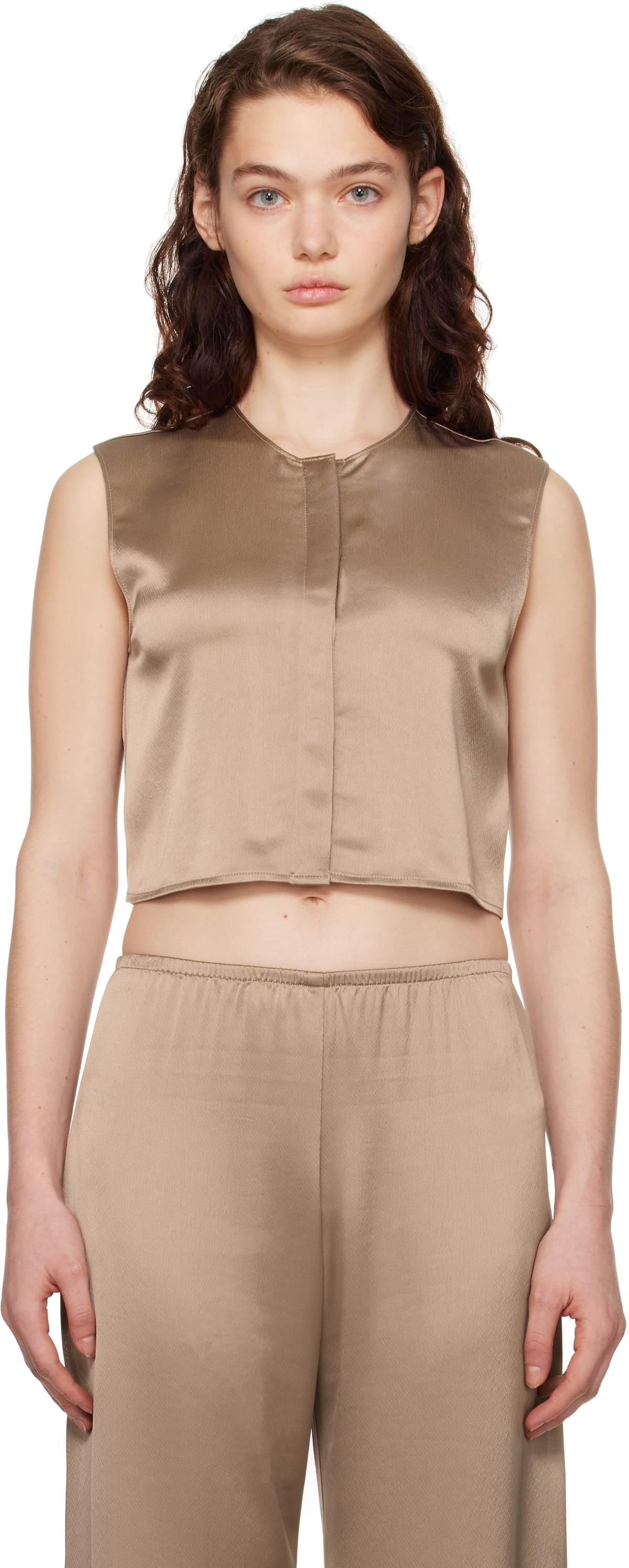 LESET Brown Barb Crewneck Vest