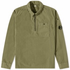 C.P. Company Men's Lens Detail Ripstop Quarter Zip Shirt in Bronze Green