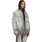 Off-White Gray Diagonal Embroidered Denim Military Overshirt