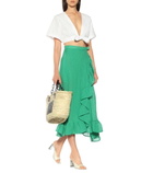 Lisa Marie Fernandez - Ruffled linen-blend gauze wrap skirt