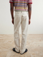 Oliver Spencer - Morton Straight-Leg Pleated Cotton and Linen-Blend Trousers - Neutrals