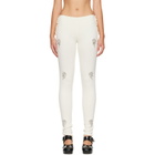 Simone Rocha Off-White Embellished Pointelle Ruffle Frill Leggings