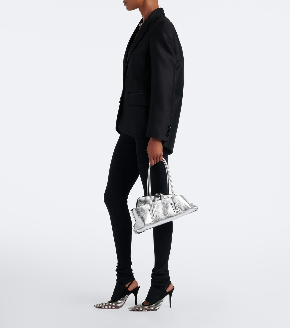 Amina Muaddi Felicia embellished mesh slingback pumps