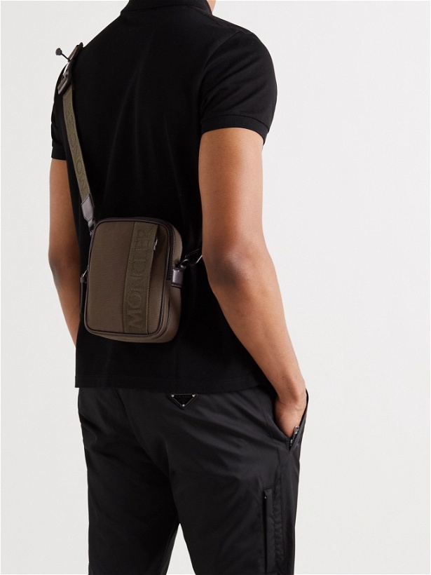 Photo: MONCLER - Detour Leather and Logo-Webbing Trimmed Nylon Messenger Bag - Green