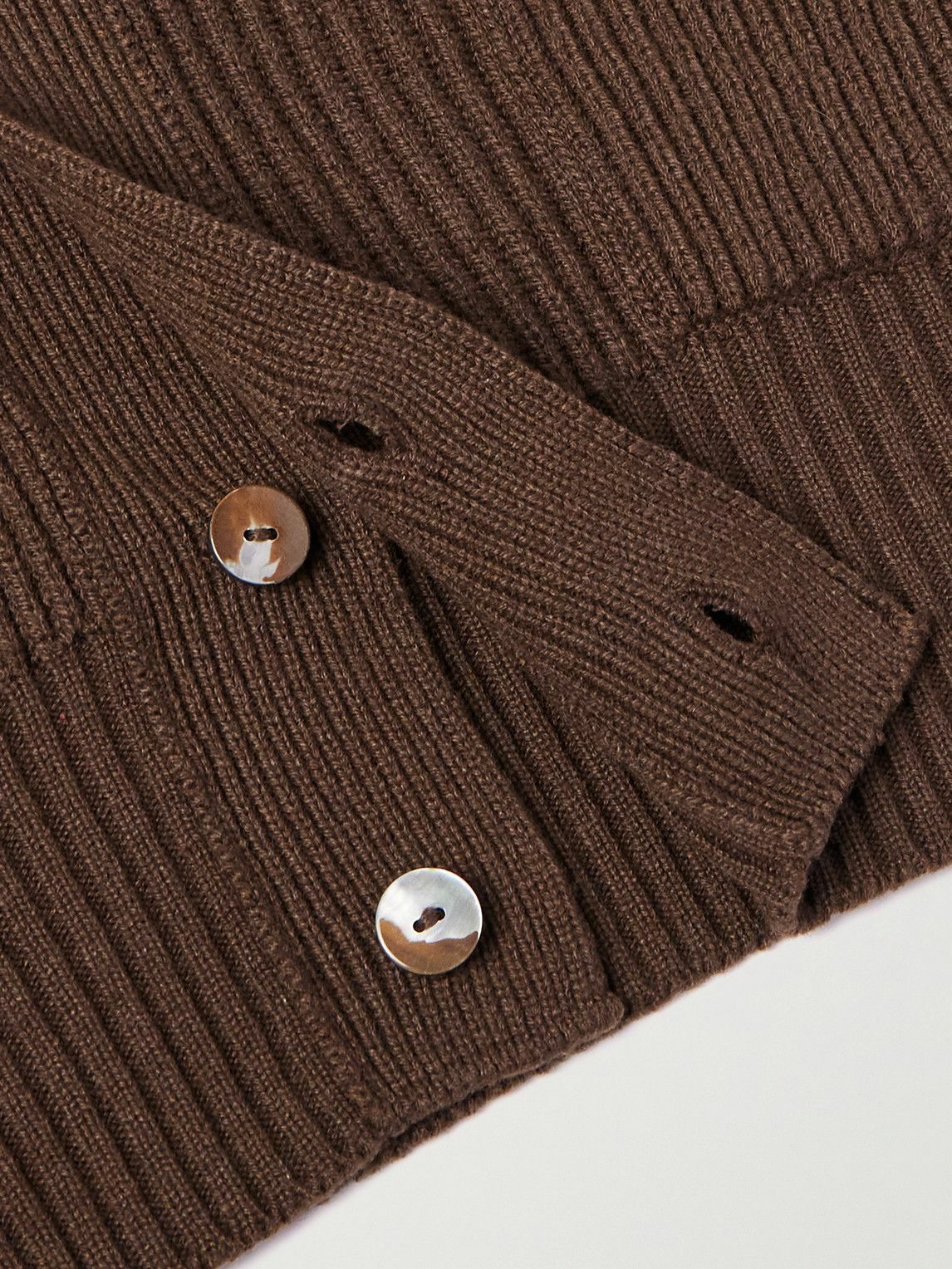 Stòffa - Slim-Fit Ribbed Cashmere Cardigan - Brown