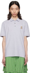Moschino Gray Teddy Patch Polo