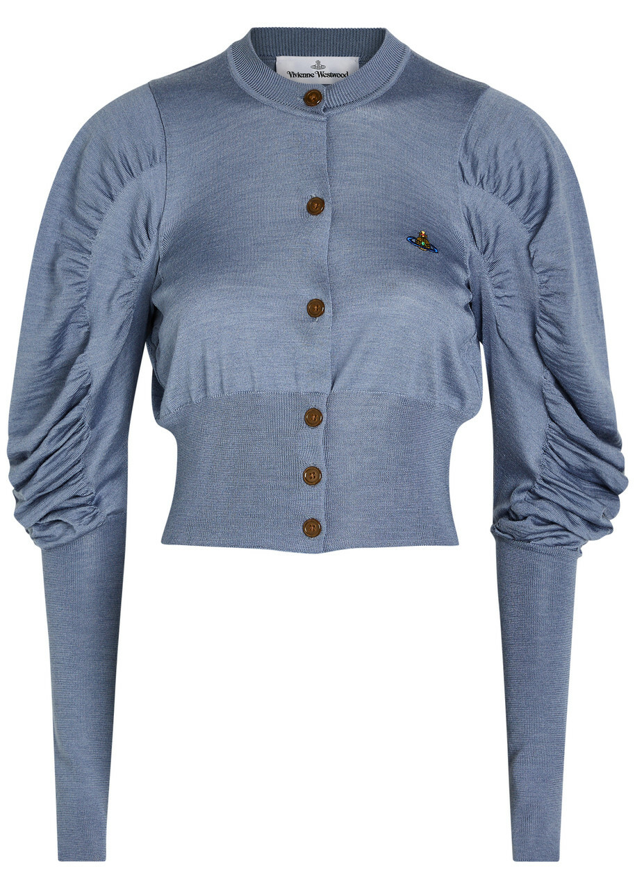 Vivienne Westwood Eli Cropped Wool and Silk-blend Cardigan Light Blue