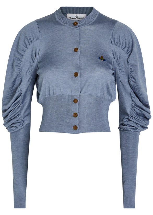 Photo: Vivienne Westwood Eli Cropped Wool and Silk-blend Cardigan Light Blue