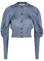 Vivienne Westwood Eli Cropped Wool and Silk-blend Cardigan Light Blue