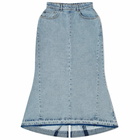 3.Paradis Women's Long Denim Skirt in Washed Blue