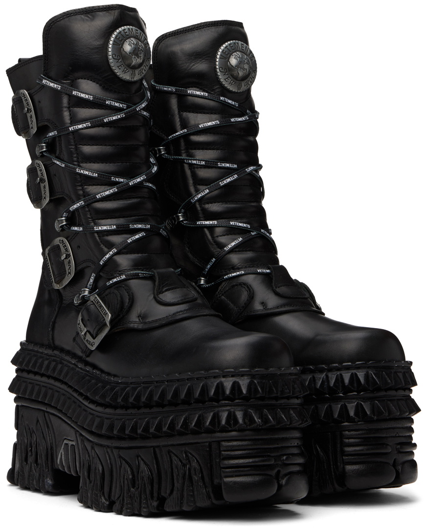 VETEMENTS Black New Rock Edition Lace Up Boots