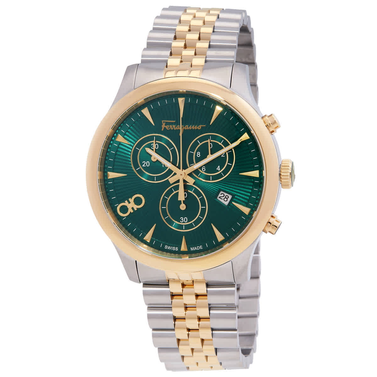 Ferragamo Duo Chronograph Quartz Green Dial Mens Watch SFEZ01224