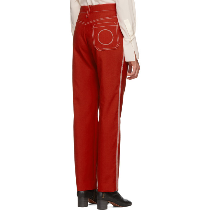 Red contrast hot sale stitch jeans