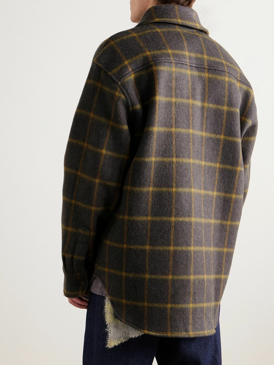 The Elder Statesman - Checked Brushed Wool-Blend Overshirt - Brown