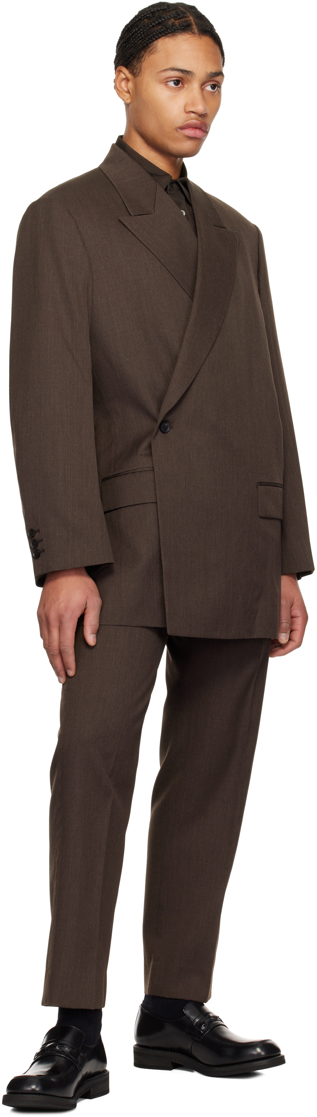 YOKE Brown Wool Gabardine Trousers