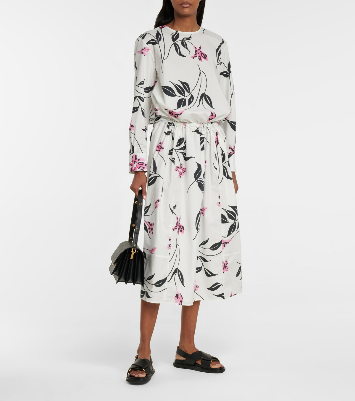 Marni - Floral cotton poplin midi dress Marni