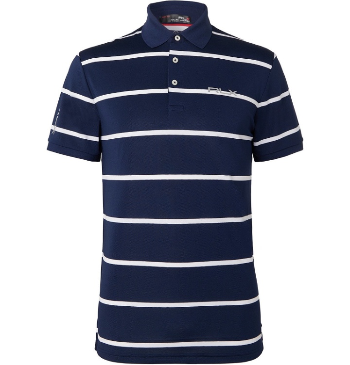 Photo: RLX Ralph Lauren - Striped Tech-Piqué Golf Polo Shirt - Blue