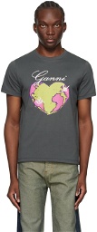 GANNI Gray Relaxed Heart T-Shirt