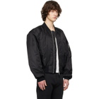 Entire Studios Black Cropped Broad Bomber Jacket
