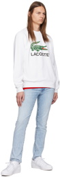 Lacoste White Crocodile Print Sweatshirt