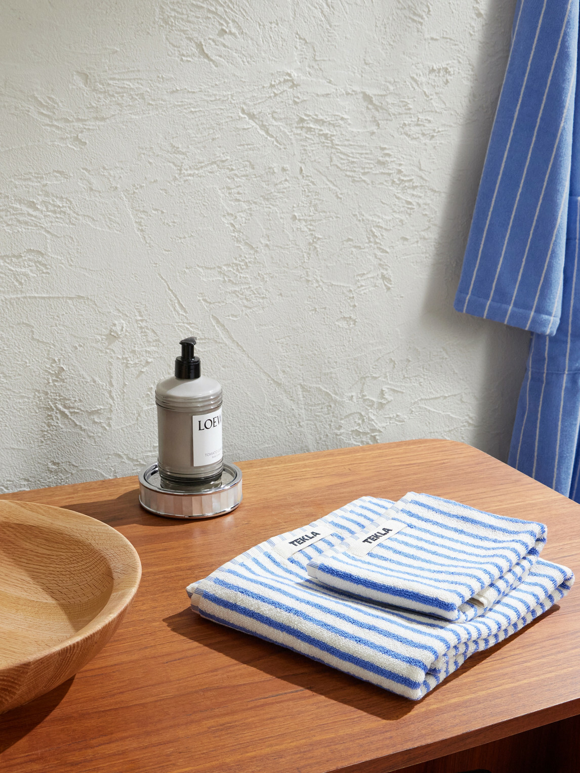 TEKLA - Set-of-Three Logo-Appliquéd Striped Organic Cotton-Terry Towels