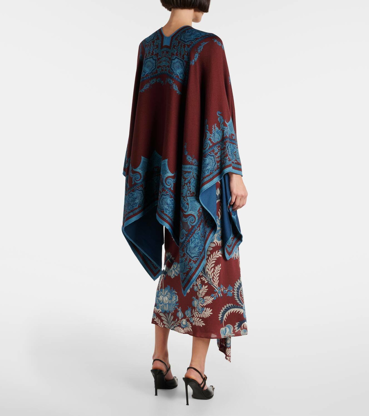 Etro Floral wool-blend cape