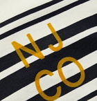 Nudie Jeans - Roy Barcode Logo-Flocked Striped Cotton-Jersey T-Shirt - Off-white