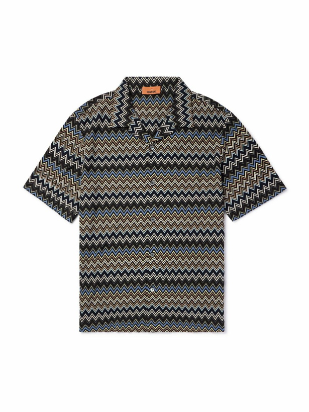 Photo: Missoni - Camp-Collar Crochet-Knit Cotton Shirt - Gray