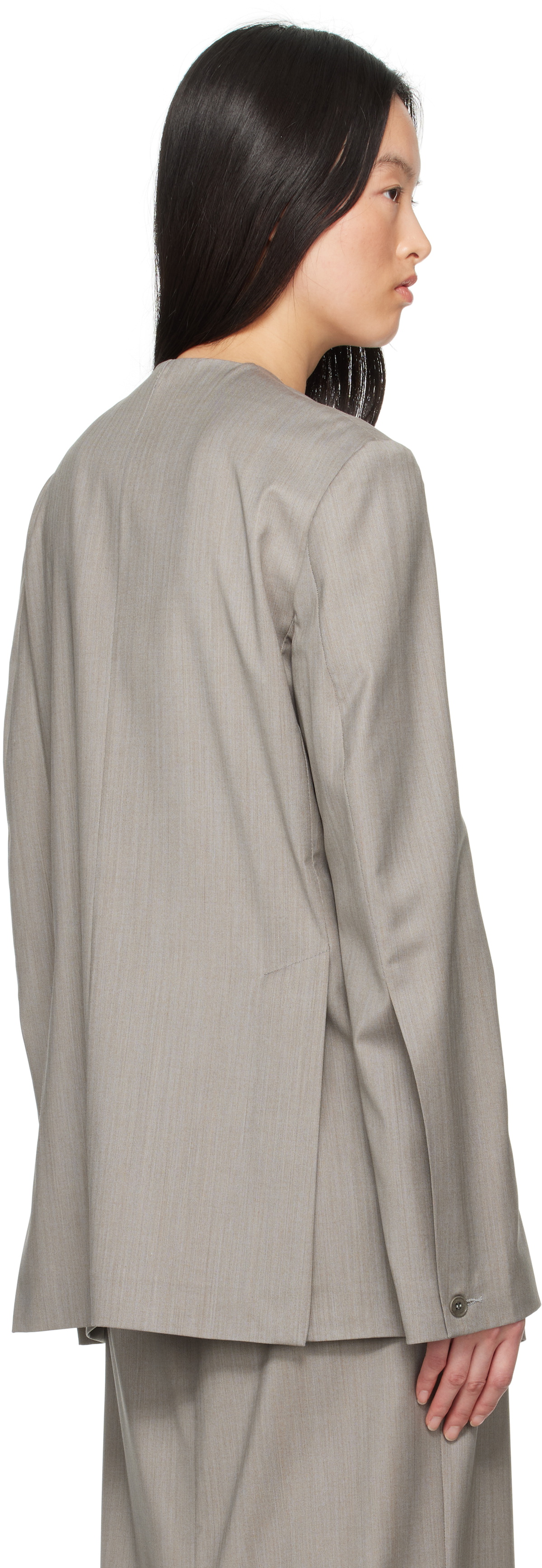 Gabriela Coll Garments Gray No.63 Summer Wool Folded Blazer